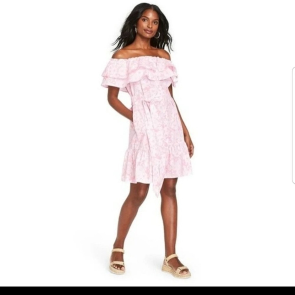 🎀 5/$20 🎀 Lisa Marie Fernandez for Target pink floral ruffle dress size …
